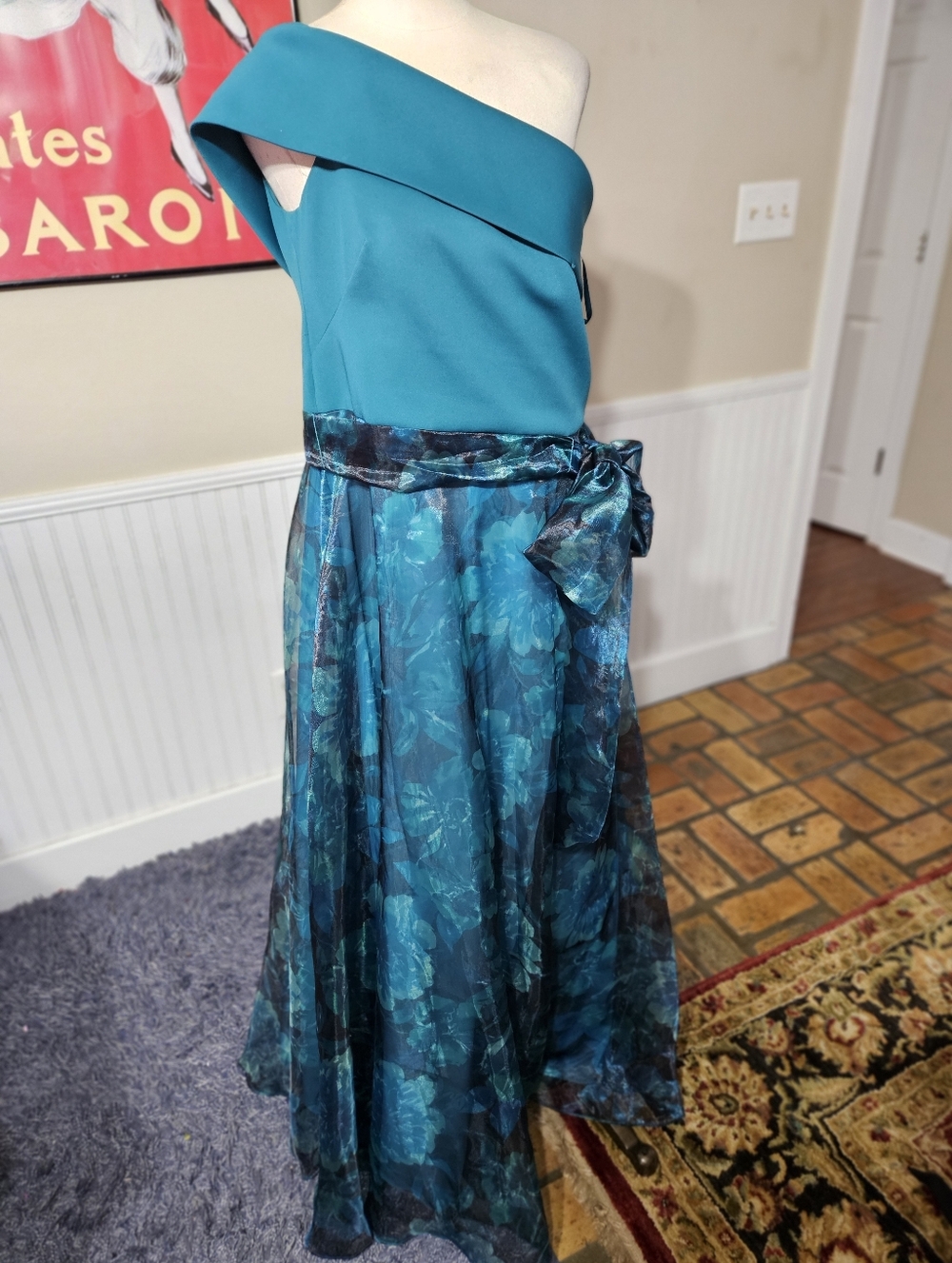 Eliza J Elegant One Shoulder Dress Size 14 - Picture 3 of 6